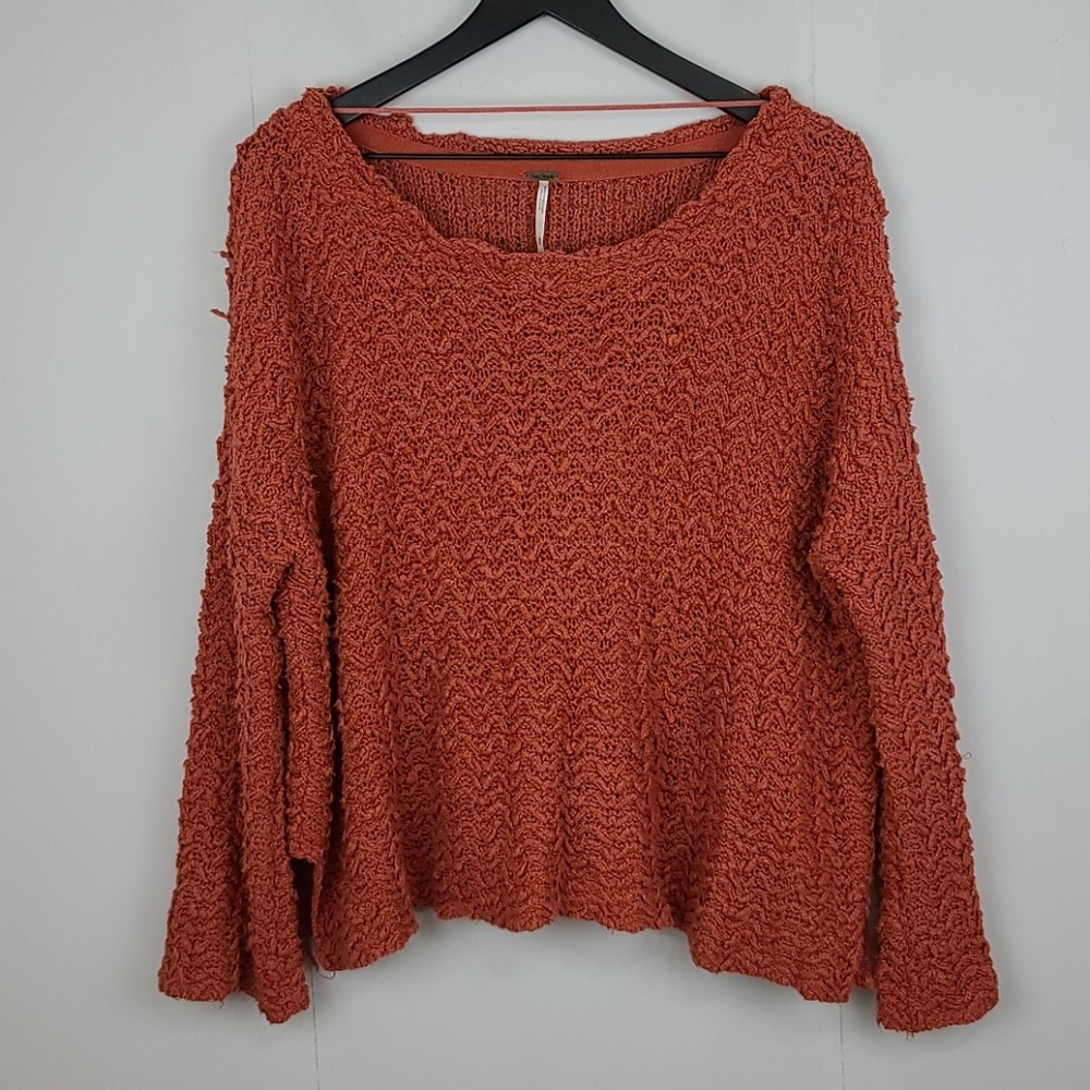 Free People Open Chunky Knit Flare Sleeve Sweater
